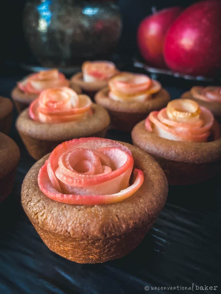 vegan apple rose mini tarts