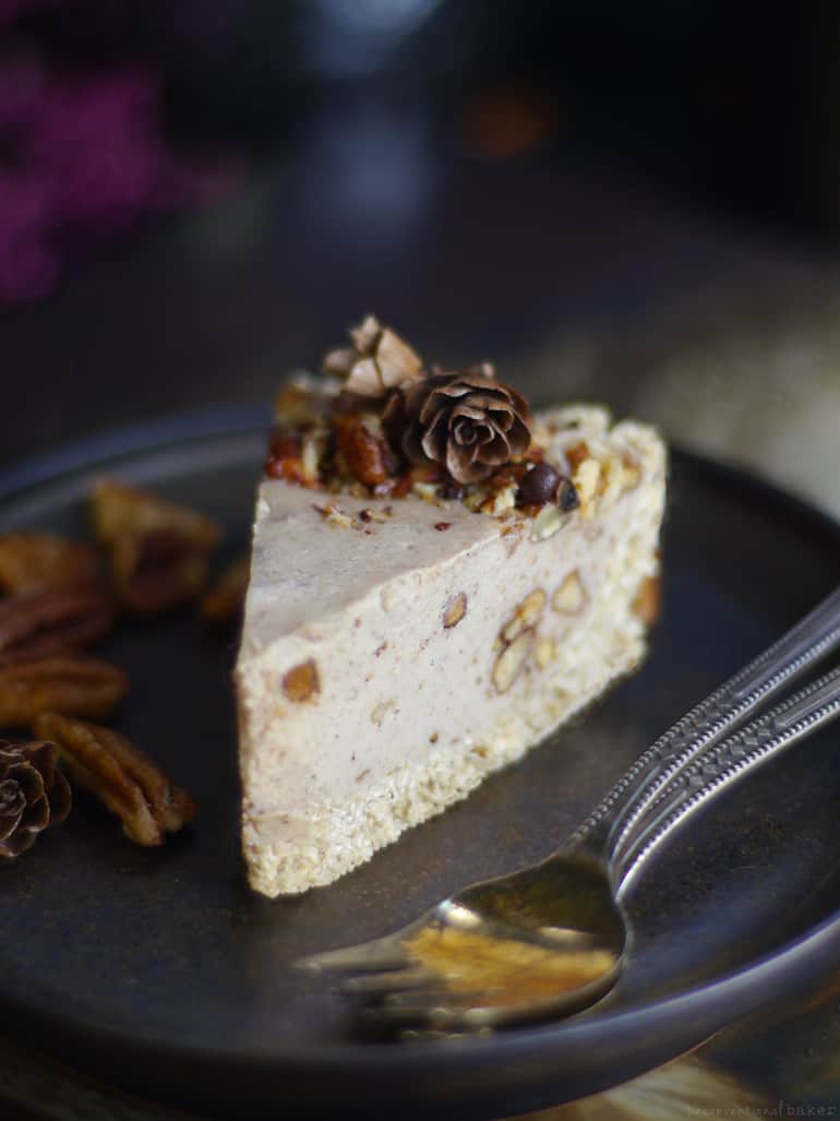 Pecan Pie Cheesecake (No-Bake & Free From: dairy, gluten, soy, and refined sugar. With grain-free option)