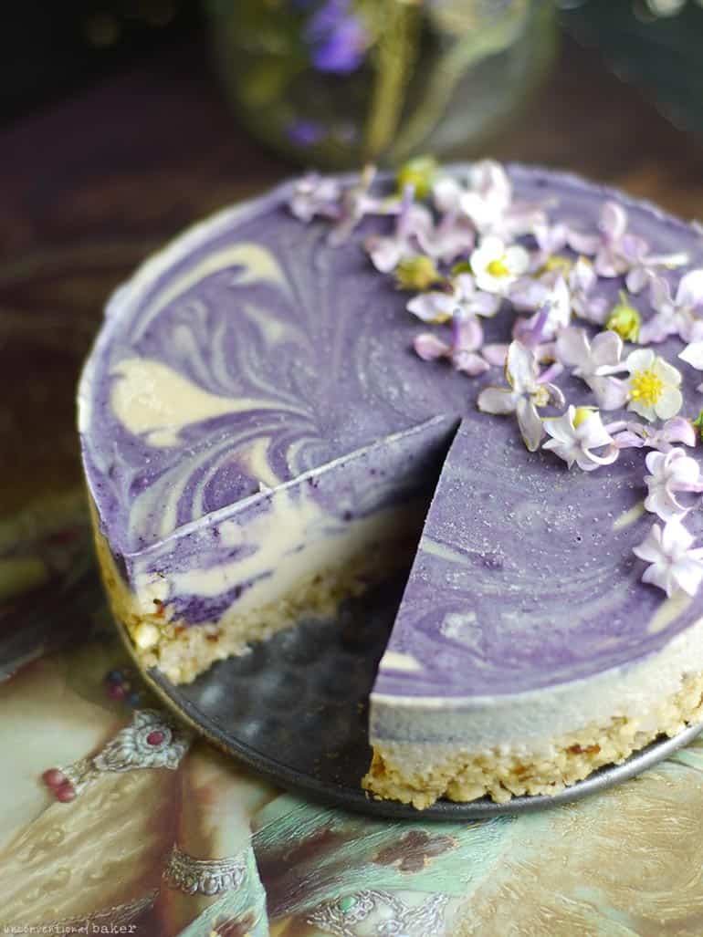 Lilac Dream Cheesecake (Raw & Free From: gluten & grains, dairy, and refined sugar)