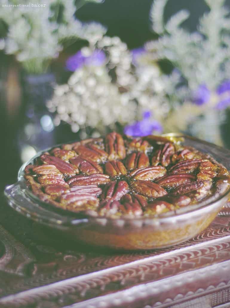 Maple Pecan Pie (Free From: gluten, dairy, eggs, corn, added oils, and refined sugar)