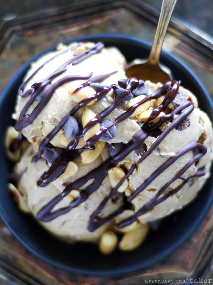No Churn Dairy-Free Peanut Butter Chocolate Chip Ice Cream {Free from: dairy, gluten and grains, eggs, and refined sugars}