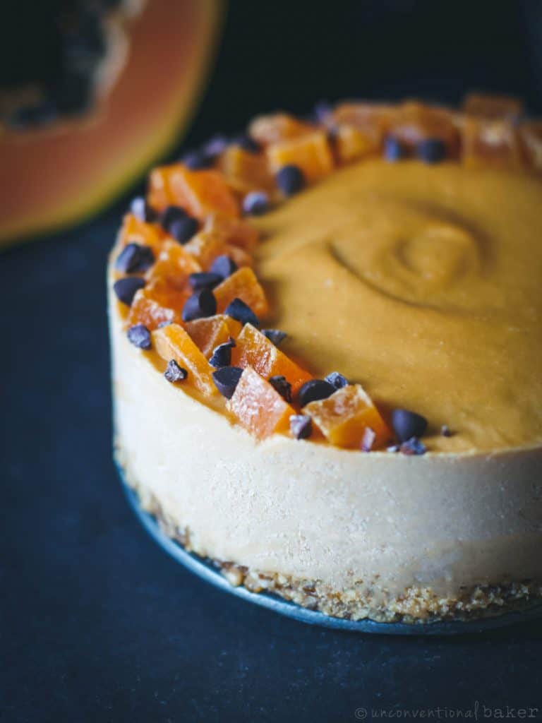 vegan lime and papaya cheesecake