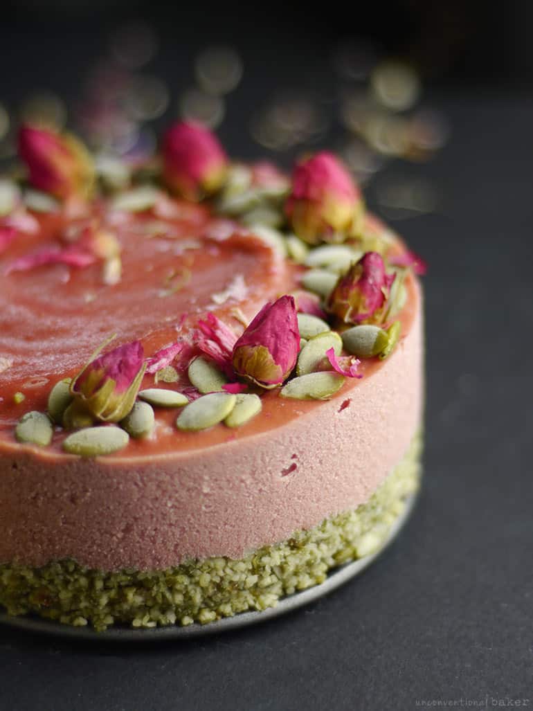 Strawberry Lime Parsnip Cheesecake (Free From: nuts, dairy, gluten & grains, refined sugar)