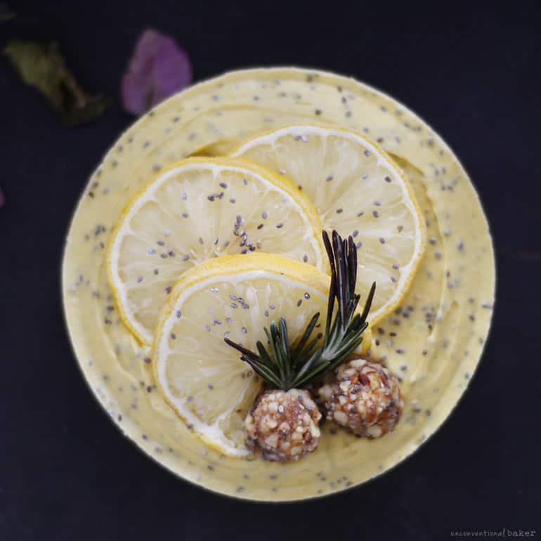 Raw Lemon Ginger Chia Cheesecake (Free From: gluten & grains, dairy, eggs, and refined sugar)