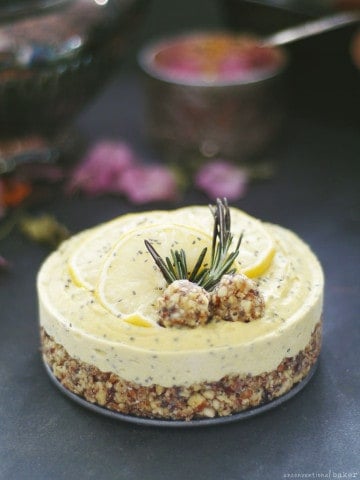 Raw Lemon Ginger Chia Cheesecake (Free From: gluten & grains, dairy, eggs, and refined sugar)
