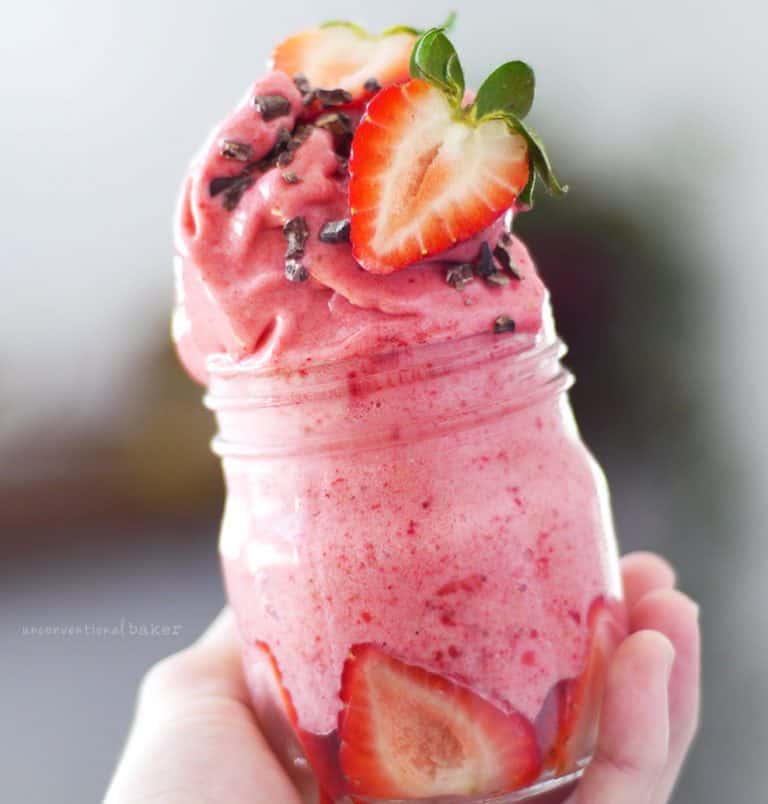 Strawberry Banana Ice Cream (Raw, Fruit-Sweetened, & Free From: dairy, gluten & grains, oils, and refined sugar)