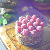 Raspberry Almond Fudge Cake