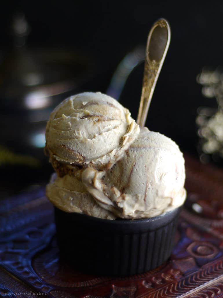 Vanilla & Salted Caramel Swirl Ice Cream (No Churn, Dairy-Free, Refined Sugar-Free, Raw)