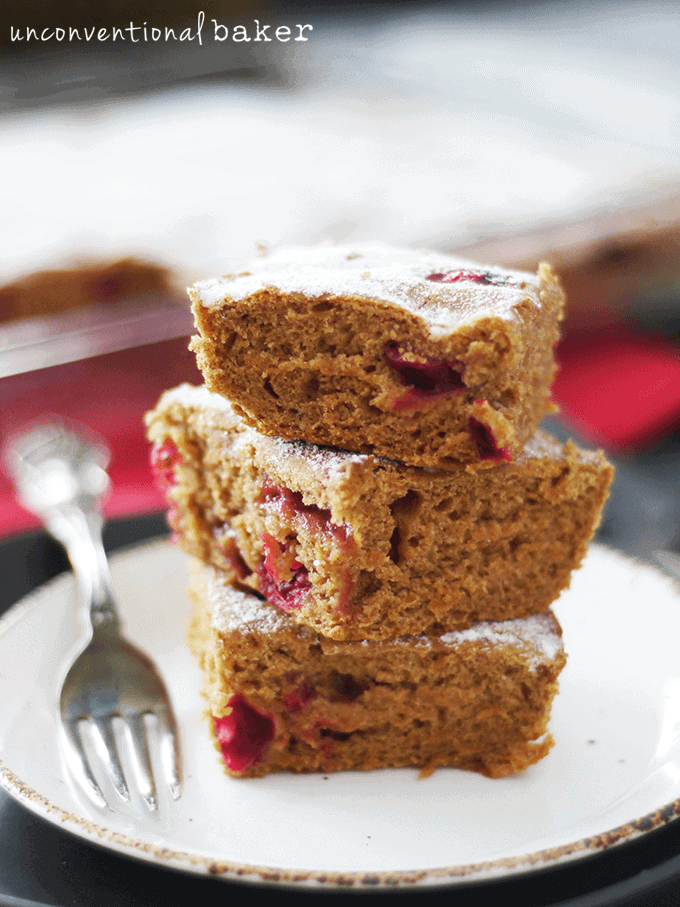 Gluten-Free Vegan Fresh Cranberry Cake {Refined Sugar-Free, One Bowl}